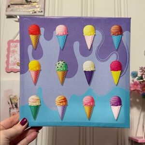 ⭐️ Colorful Ice Cream Cone Canvas Wall Art ⭐️3for$13